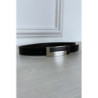 Ceinture noire fine à boucle rectangulaire à strass