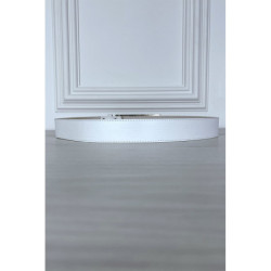 Ceinture blanche fine à boucle rectangulaire à strass