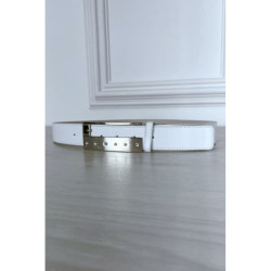 Ceinture blanche fine à boucle rectangulaire à strass
