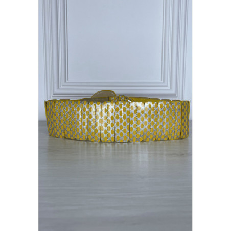 Ceinture jaune élastique à empiècement rectangulaire