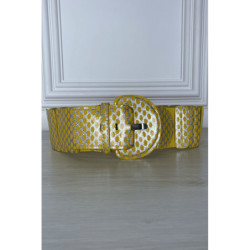 Ceinture jaune élastique à empiècement rectangulaire