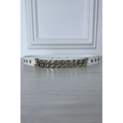 Ceinture blanche à chaîne large et fermeture à pression au dos