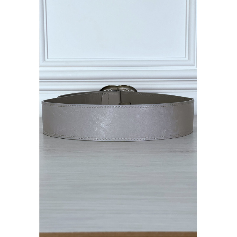 Ceinture grise à boucle ovale à strass