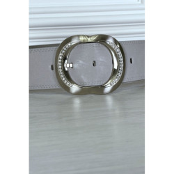 Ceinture grise à boucle ovale à strass