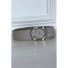 Ceinture grise à boucle ovale à strass
