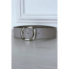 Ceinture grise à boucle ovale à strass