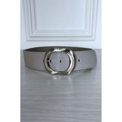 Ceinture grise à boucle ovale à strass