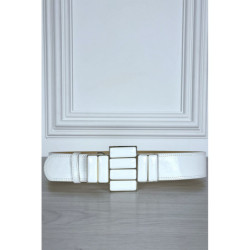 Ceinture blanche à grosse boucle bijoux