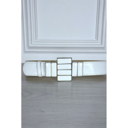 Ceinture blanche à grosse boucle bijoux
