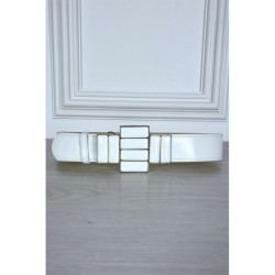 Ceinture blanche à grosse boucle bijoux