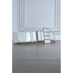 Ceinture blanche à grosse boucle bijoux