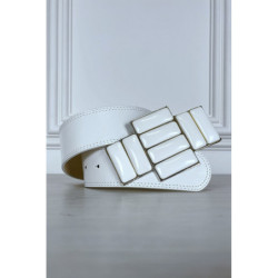 Ceinture blanche à grosse boucle bijoux