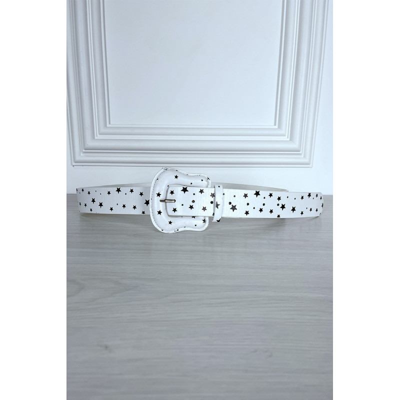 Ceinture en simili blanche à imprimé étoiles