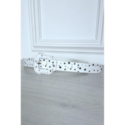 Ceinture en simili blanche à imprimé étoiles