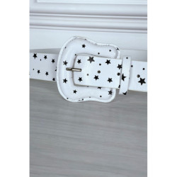 Ceinture en simili blanche à imprimé étoiles