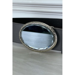 Ceinture grise avec boucle bijoux brillante