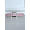 Ceinture simili rose avec boucle rectangle à strass