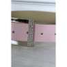 Ceinture simili rose avec boucle rectangle à strass