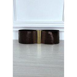 Ceinture élastique marron à sequins