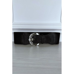 Ceinture marron élastique à boucle brillante