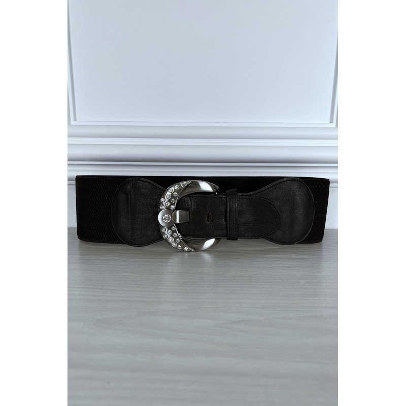Ceinture marron élastique à boucle brillante