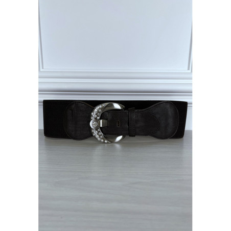 Ceinture marron élastique à boucle brillante
