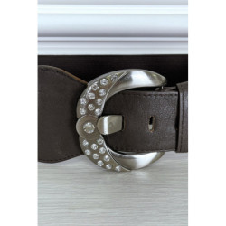 Ceinture marron élastique à boucle brillante