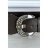 Ceinture marron élastique à boucle brillante