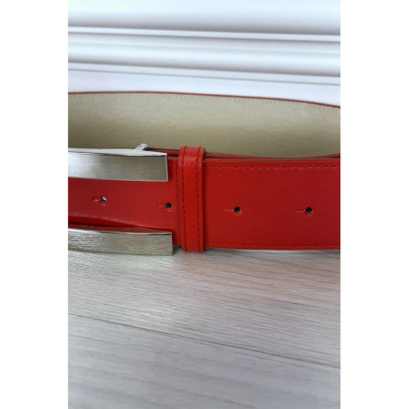 Ceinture rouge avec boucle rectangle
