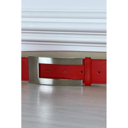 Ceinture rouge avec boucle rectangle