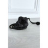 Ceinture tressée noire en simili avec fleur
