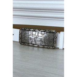 Ceinture blanche fine avec boucle rectangle