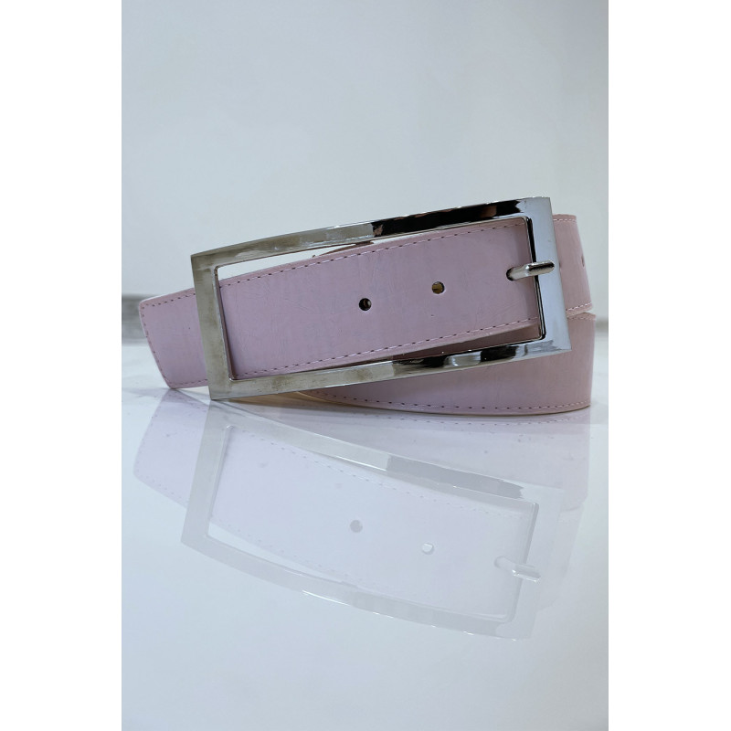Ceinture rose en simili à boucle rectangulaire