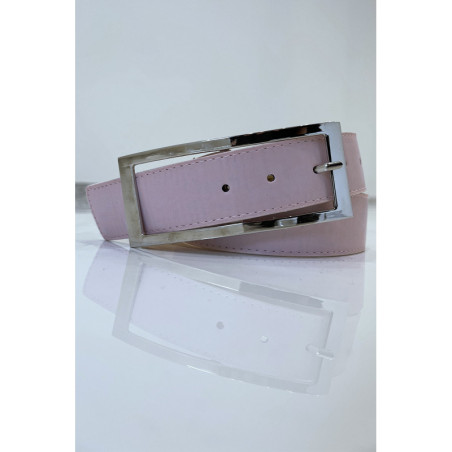 Ceinture rose en simili à boucle rectangulaire