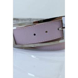 Ceinture rose en simili à boucle rectangulaire