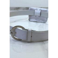 Ceinture blanche en simili brillant et pochette à strass et clou
