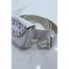 Ceinture blanche en simili brillant et pochette à strass et clou