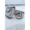Ceinture blanche en simili brillant et pochette à strass et clou