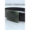Ceinture noire large à boucle en verre rectangle