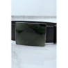 Ceinture noire large à boucle en verre rectangle