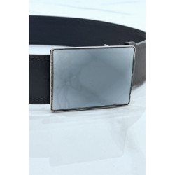 Ceinture grise large à boucle en verre rectangle