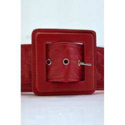 Ceinture rouge style matelassé boucle carrée