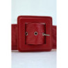 Ceinture rouge style matelassé boucle carrée