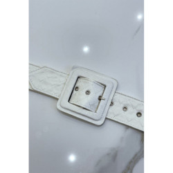 Ceinture blanche style matelassé boucle carrée
