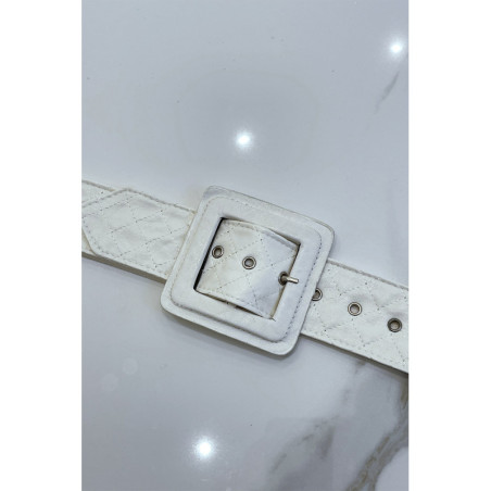 Ceinture blanche style matelassé boucle carrée