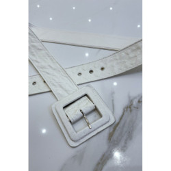 Ceinture blanche style matelassé boucle carrée