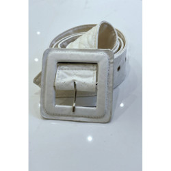 Ceinture blanche style matelassé boucle carrée