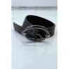 Ceinture marron à boucle ovale avec strass