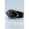 Ceinture marron à boucle ovale avec strass