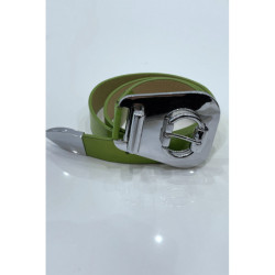 Ceinture verte à boucle ovale asymétrique